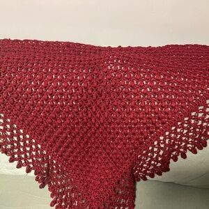 Handmade Red Crochet Shawl